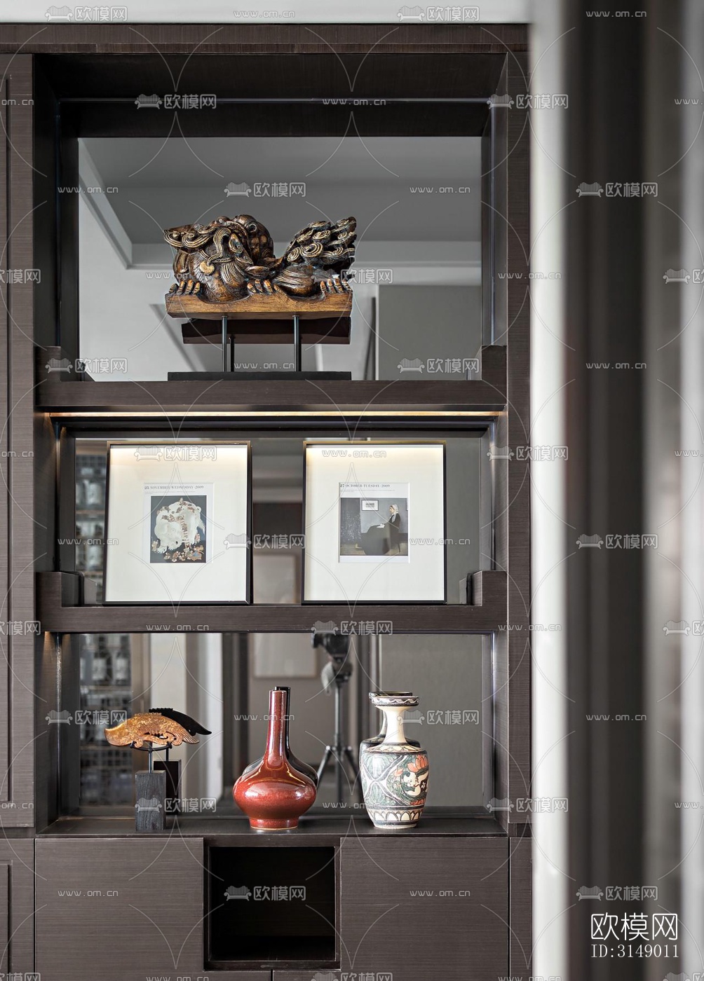 新中式平层效果图下载（渲染图2）