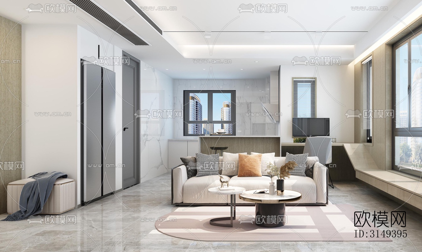 现代平层效果图下载（渲染图8）