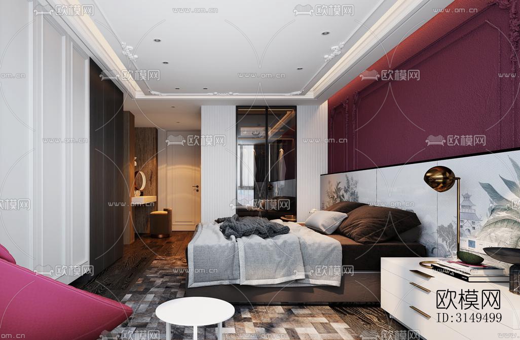 美式平层效果图下载（渲染图17）