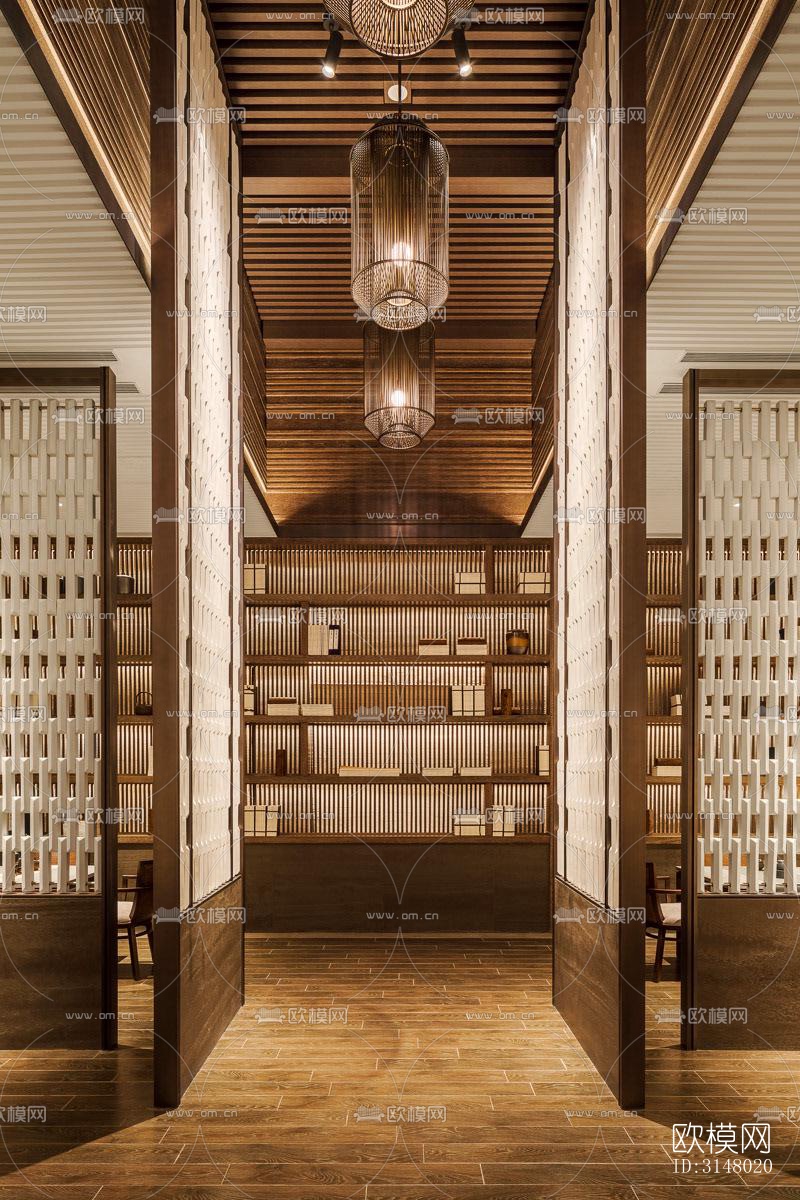 新中式酒店民宿效果图下载（渲染图2）