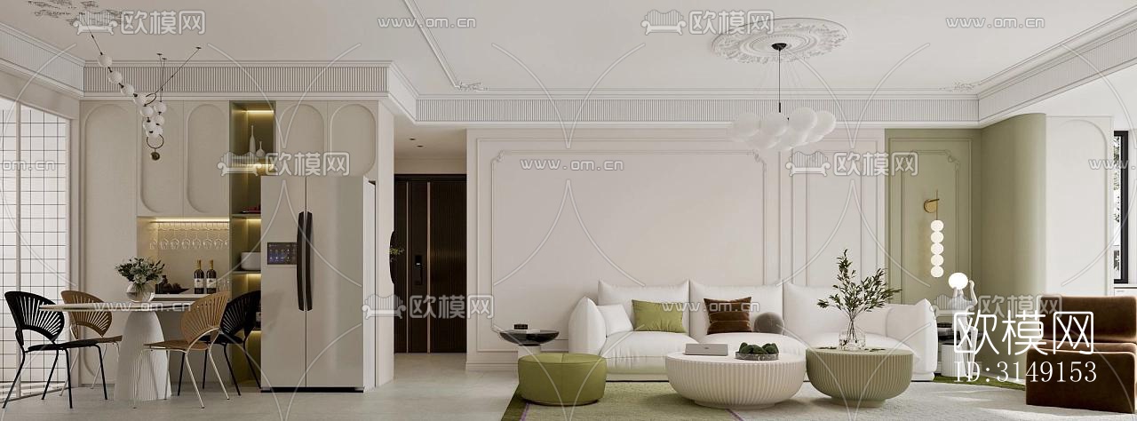 法式平层效果图下载（渲染图3）