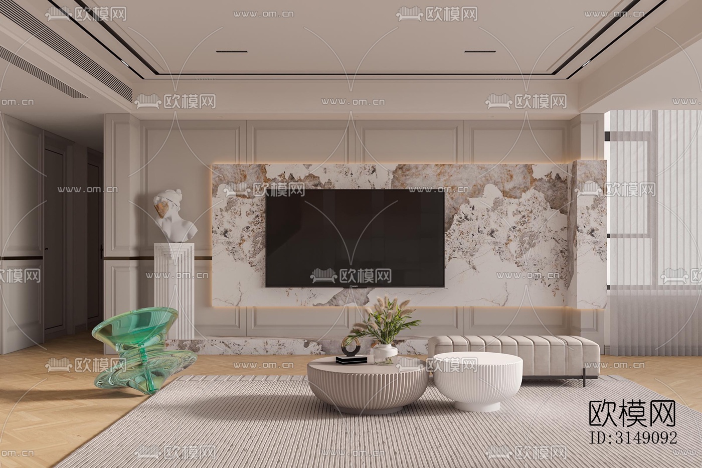 法式平层效果图下载（渲染图1）