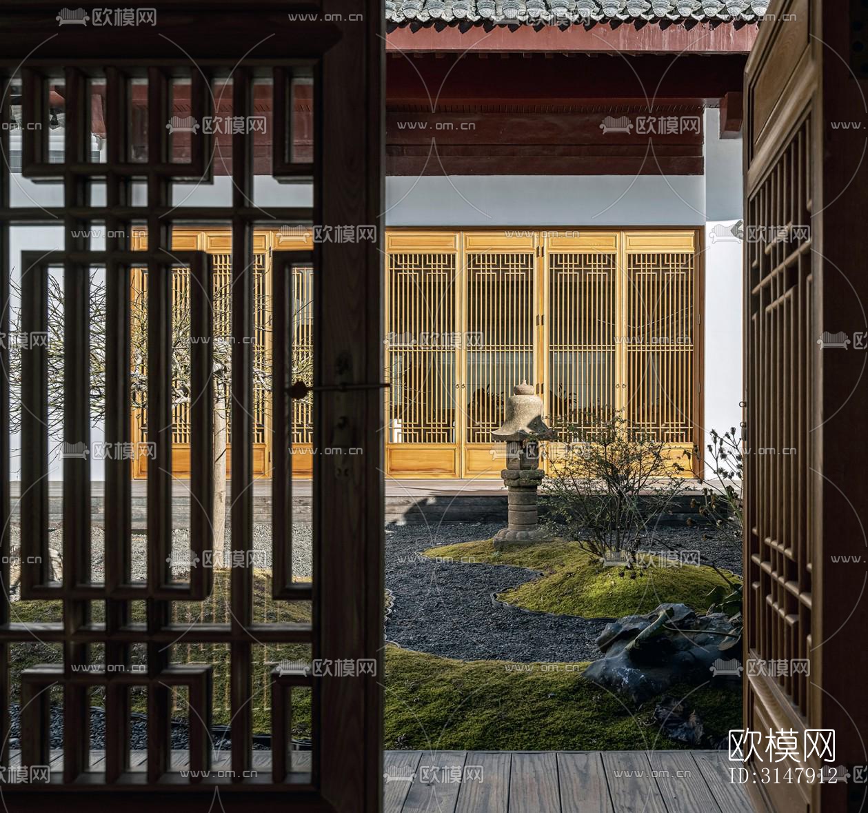 中式酒店民宿效果图下载（渲染图6）