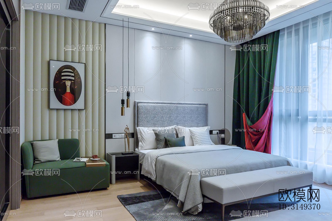 现代平层效果图下载（渲染图6）