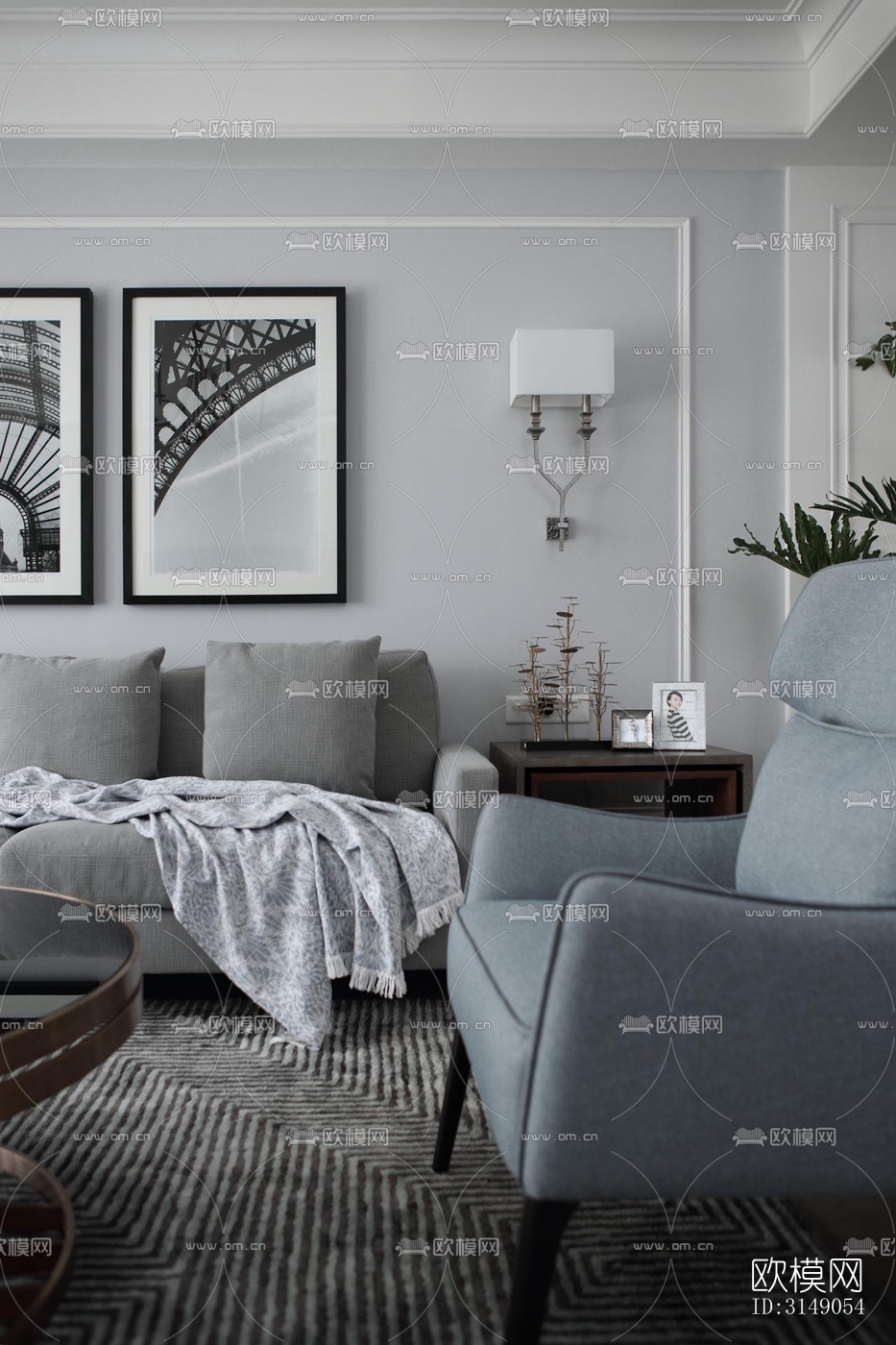 欧式平层效果图下载（渲染图4）