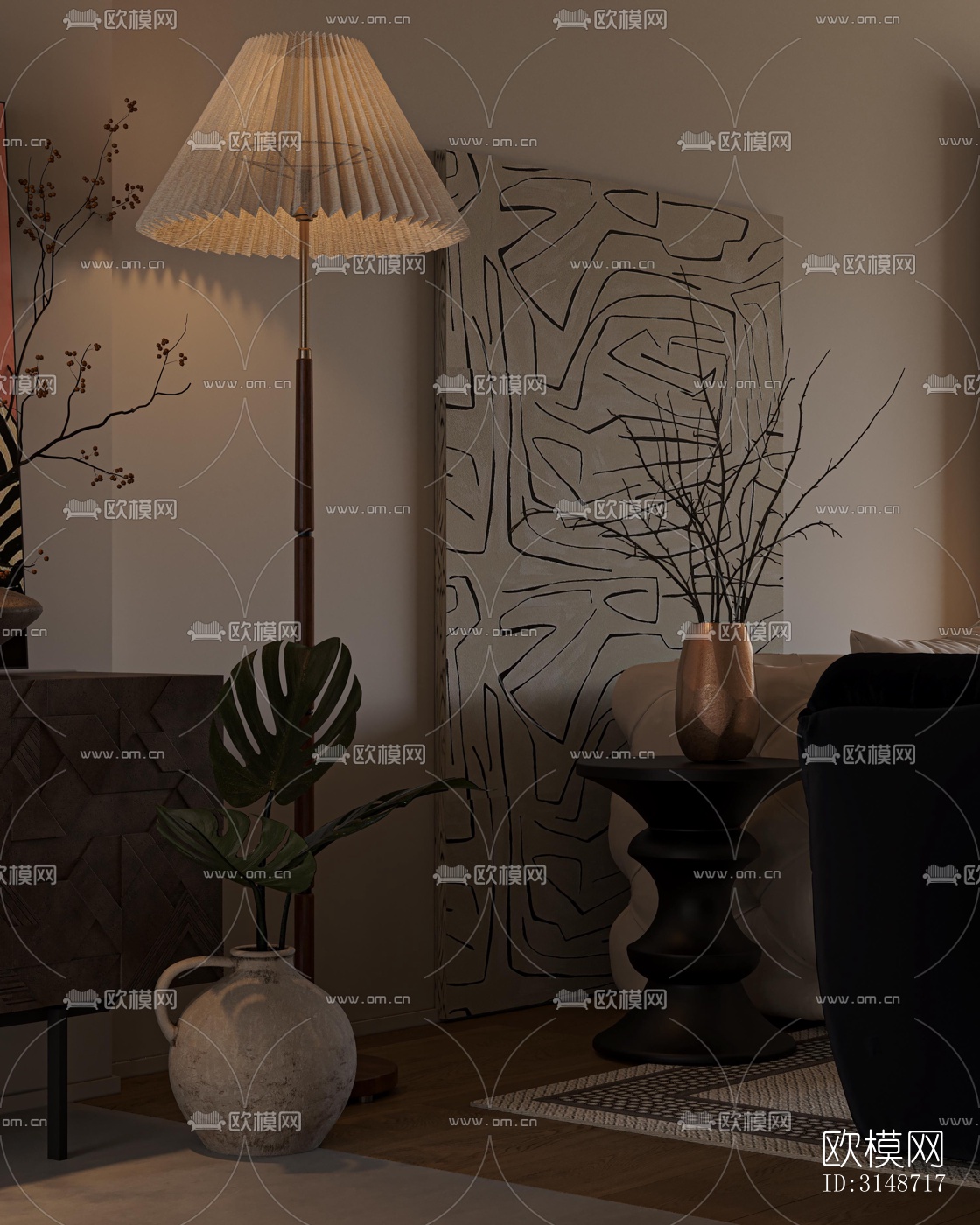 中古风平层效果图下载（渲染图11）