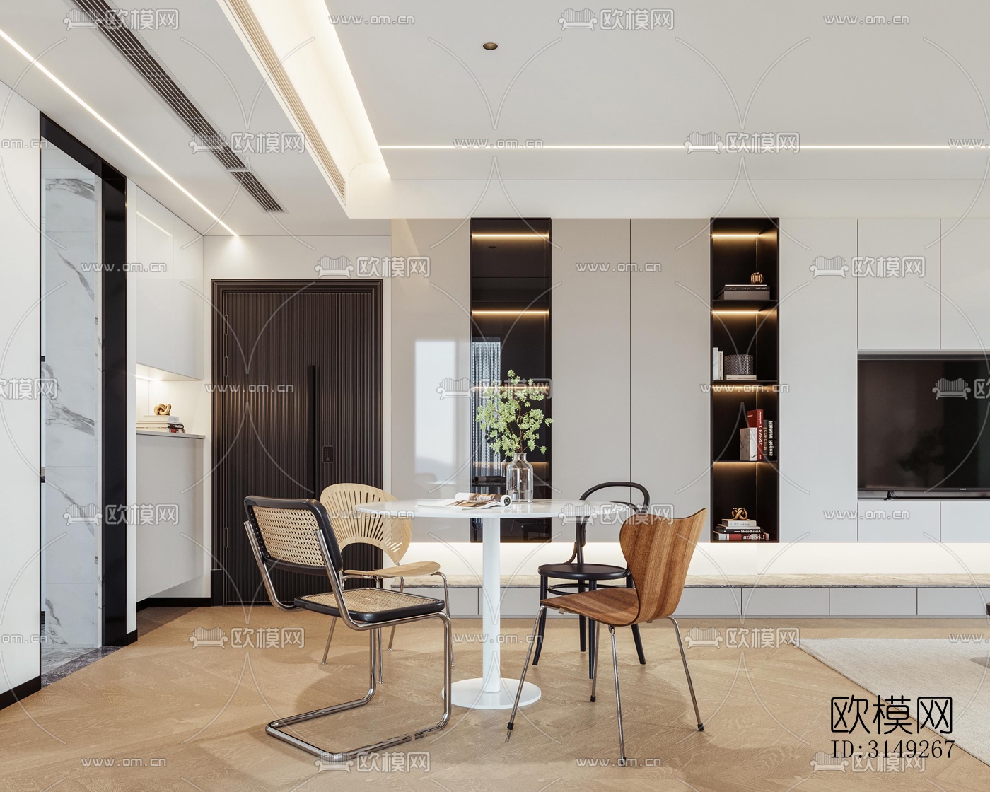 现代平层效果图下载（渲染图3）