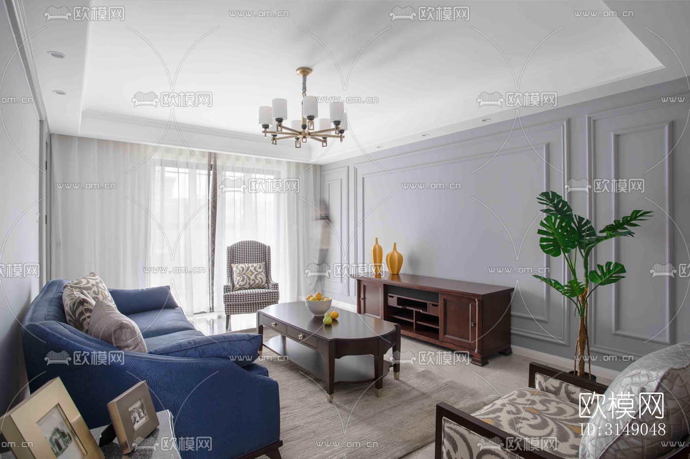 欧式平层效果图下载（渲染图2）