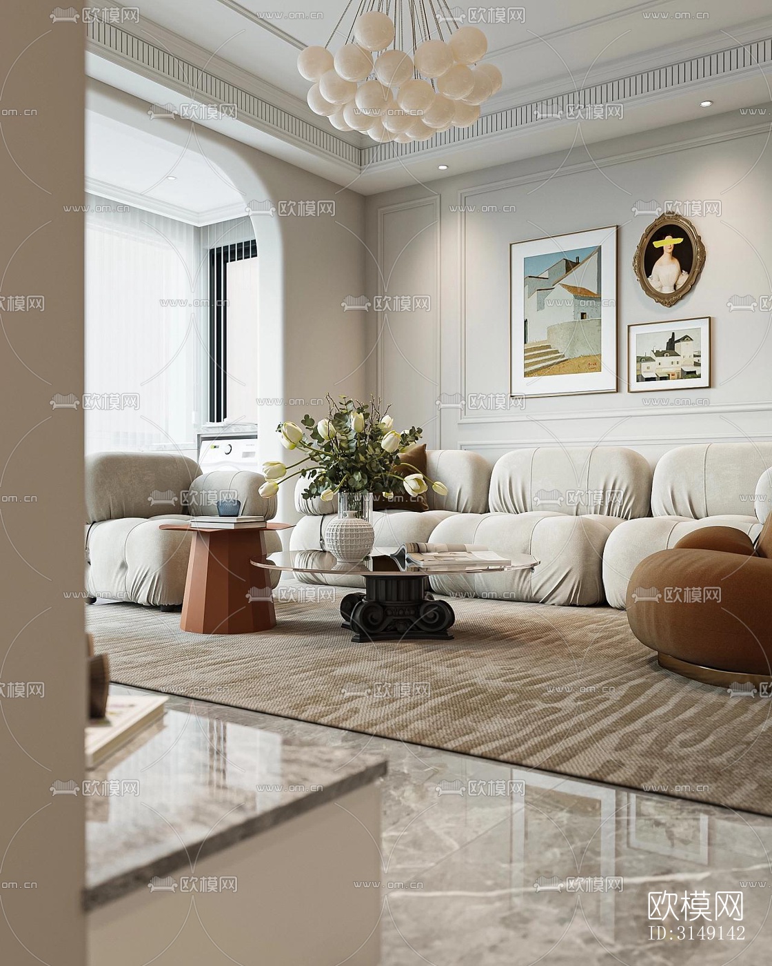 法式平层效果图下载（渲染图10）