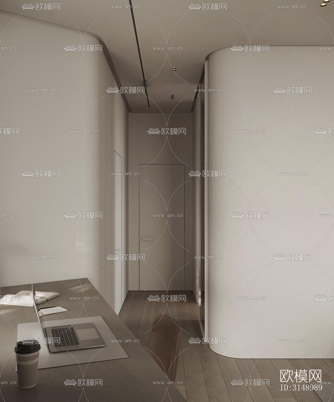 奶油风平层效果图下载（渲染图16）