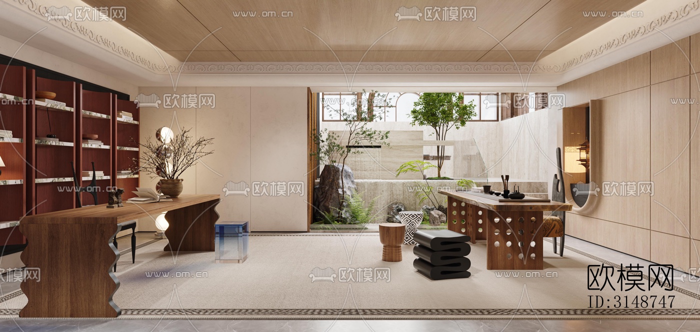 中古风平层效果图下载（渲染图2）