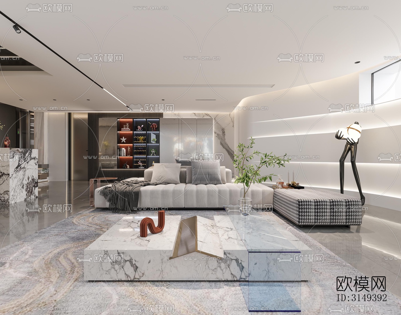 现代平层效果图下载（渲染图3）