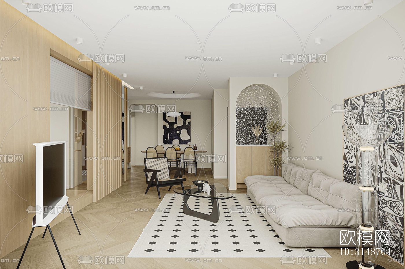 中古风平层效果图下载（渲染图1）