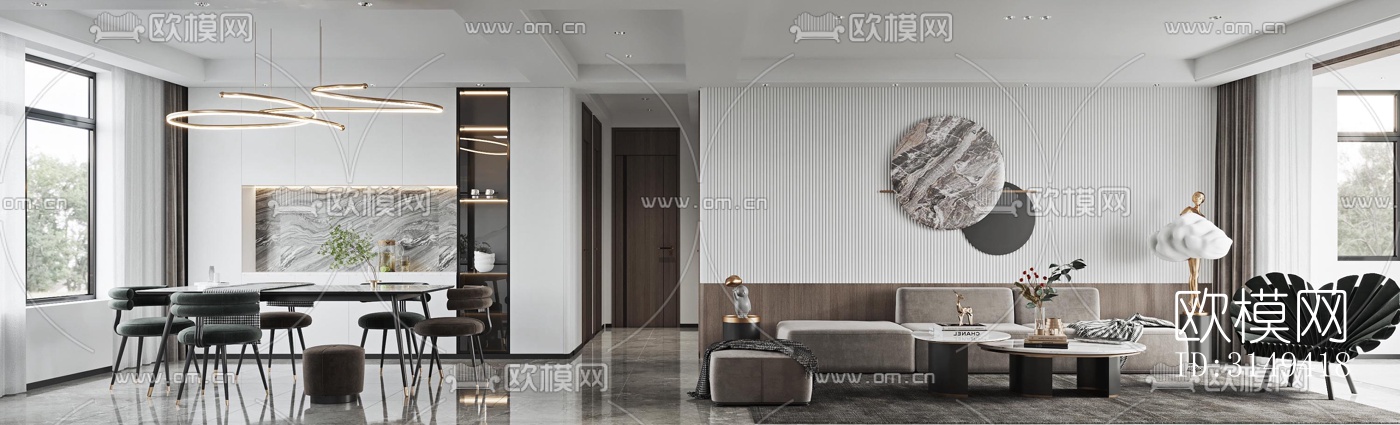 现代平层效果图下载（渲染图5）