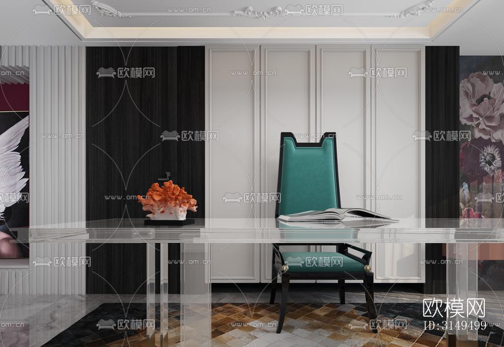 美式平层效果图下载（渲染图16）