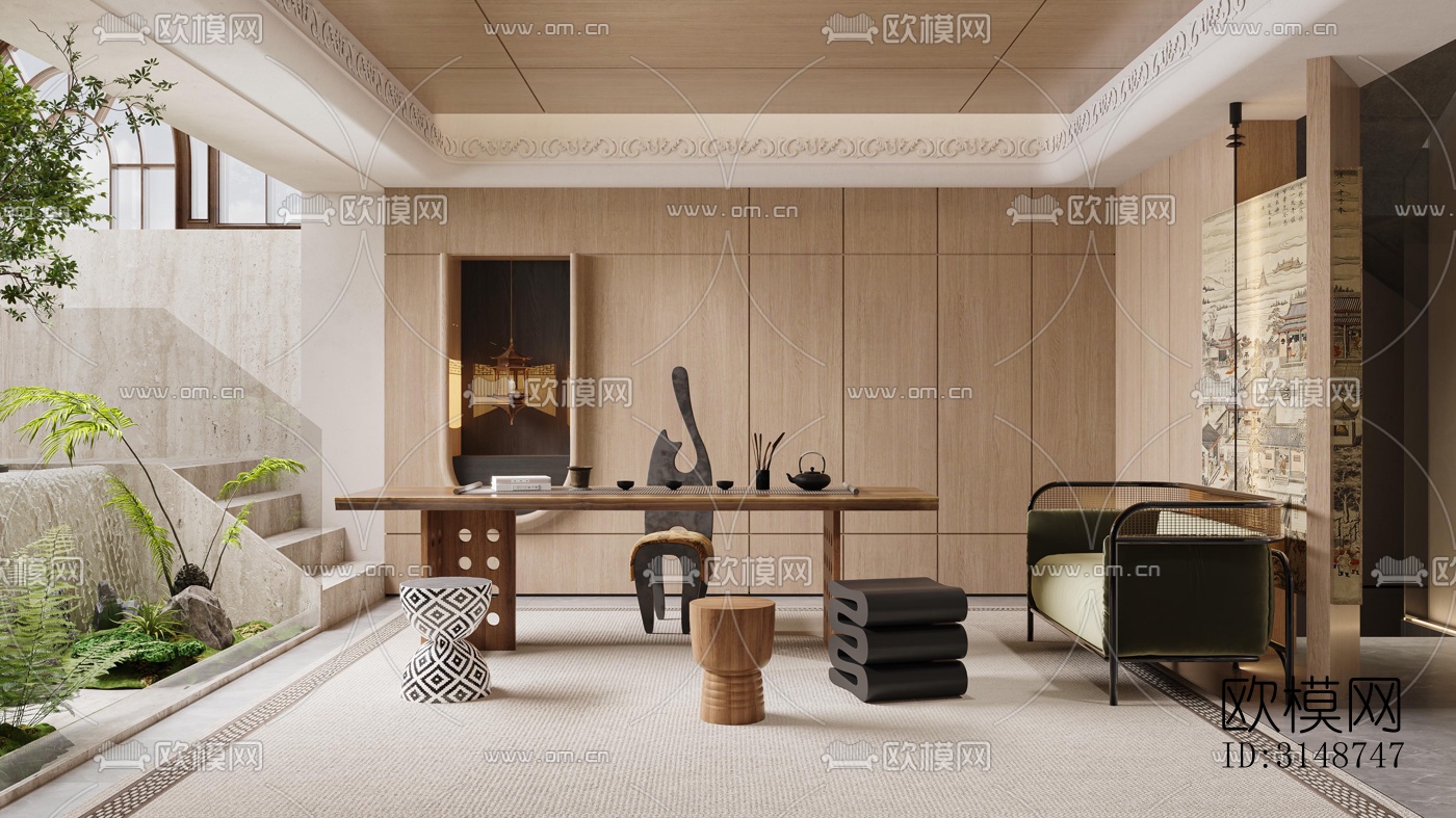 中古风平层效果图下载（渲染图4）