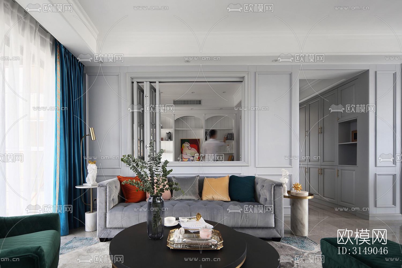 欧式平层效果图下载（渲染图1）