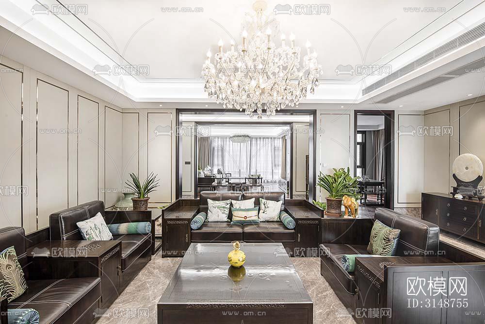 中式平层效果图下载（渲染图7）