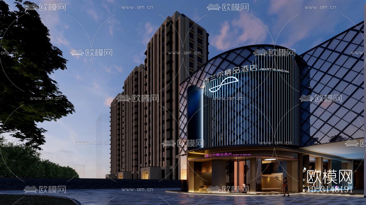 现代酒店民宿效果图下载（渲染图1）