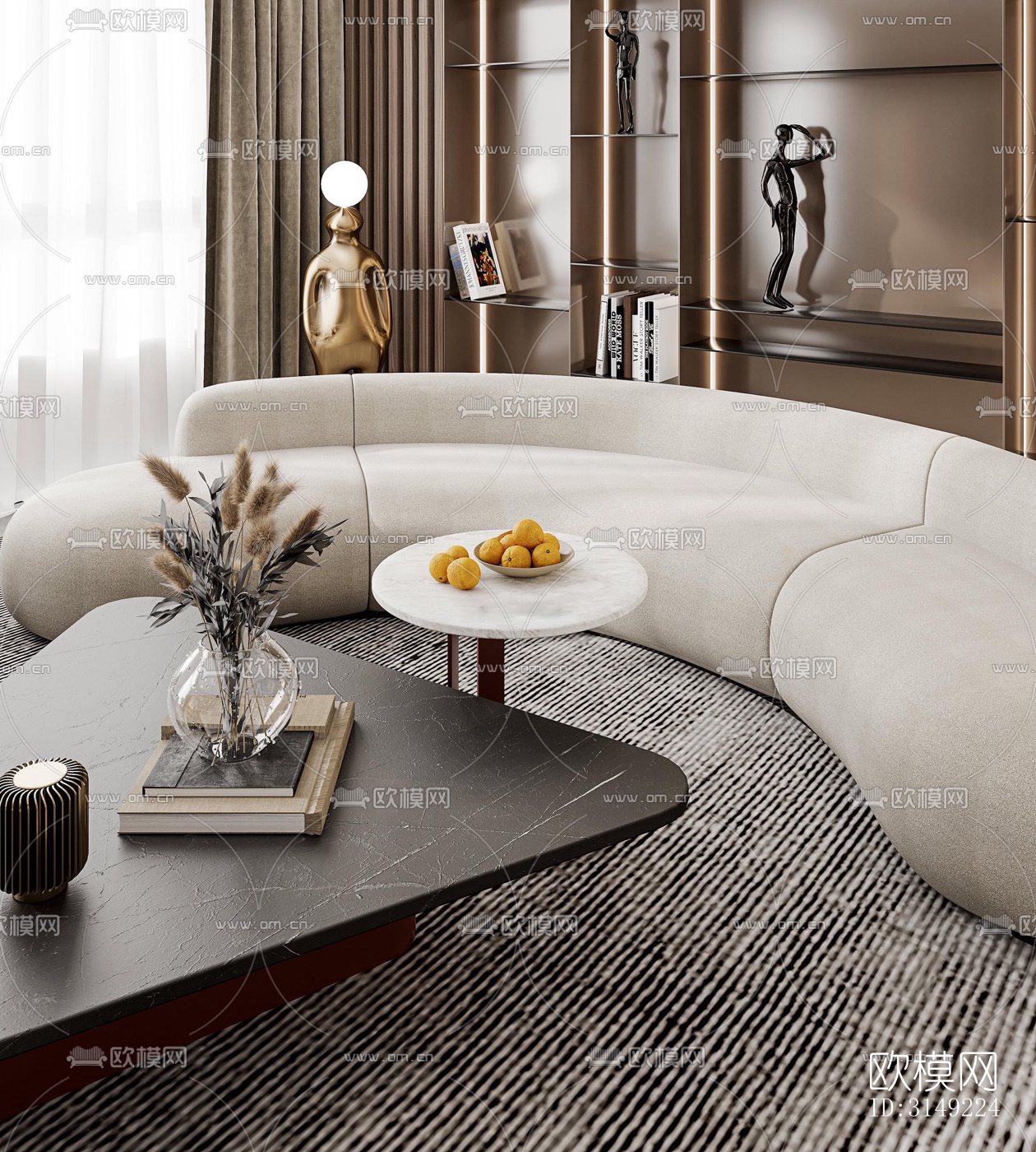 现代平层效果图下载（渲染图8）