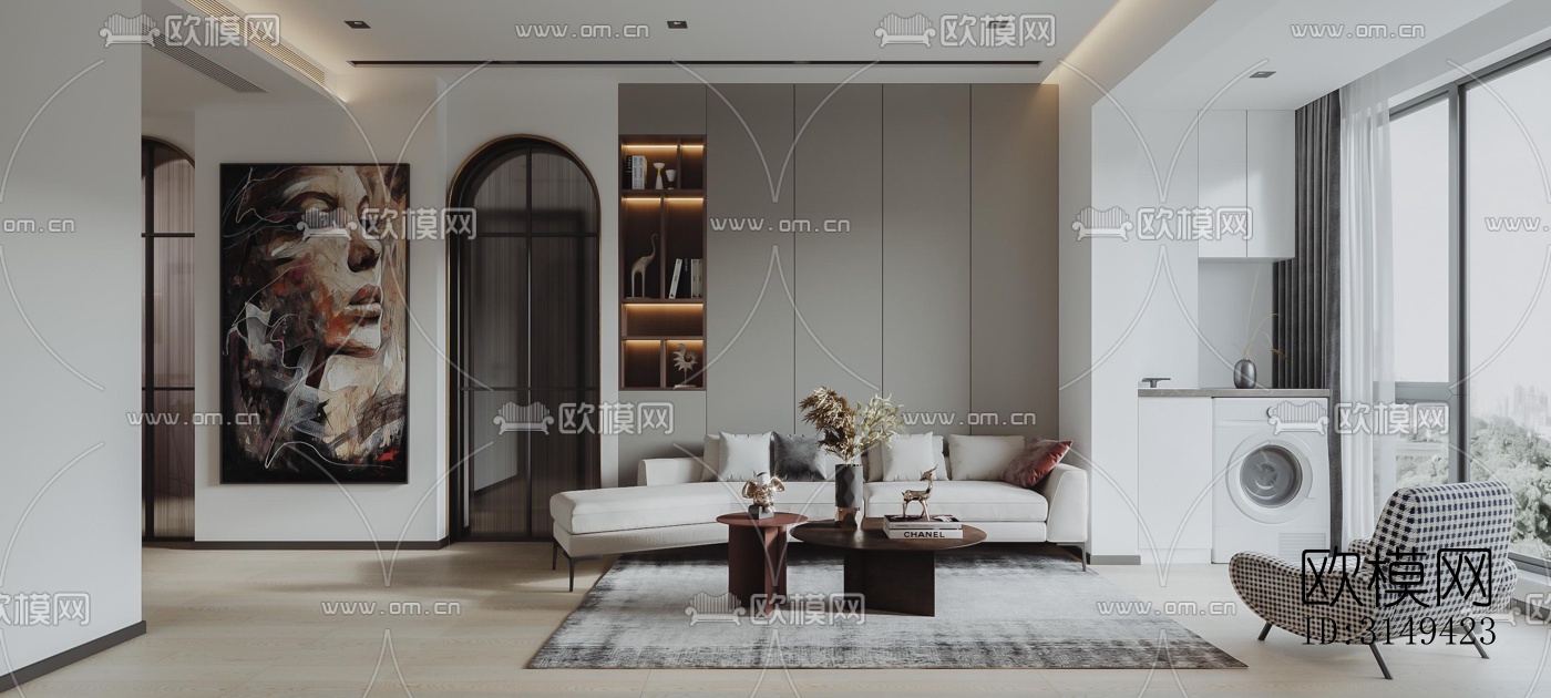 现代平层效果图下载（渲染图8）