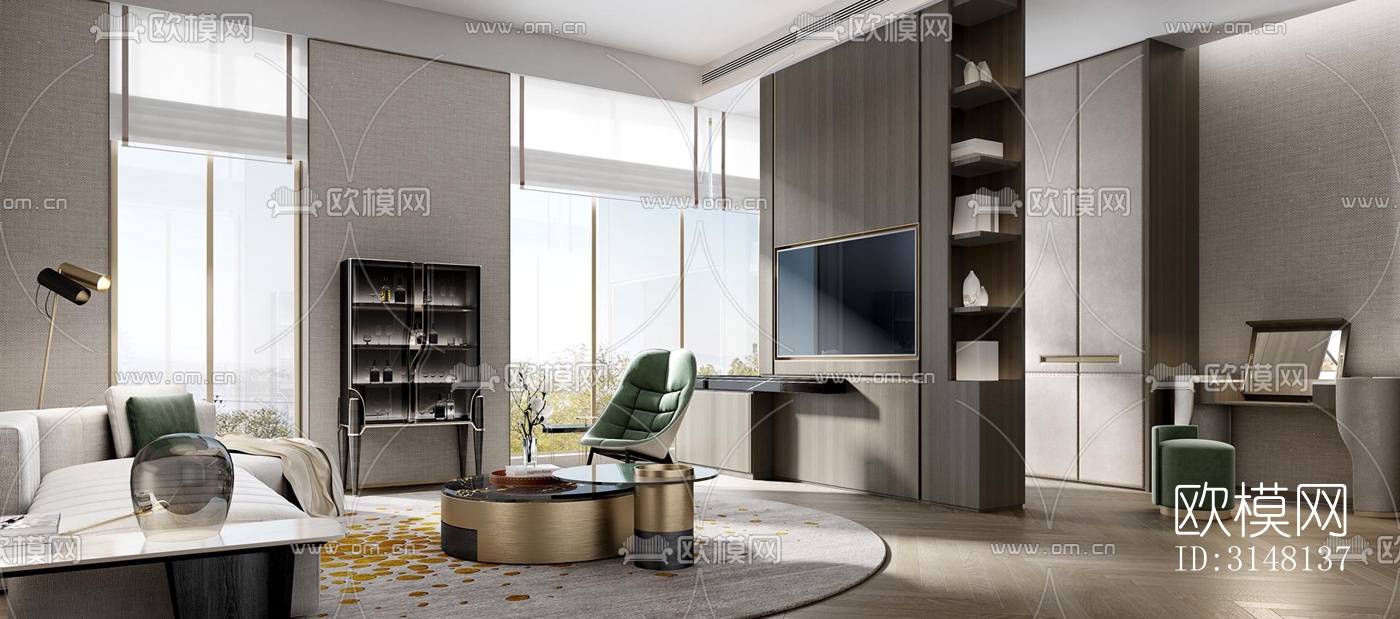 现代酒店民宿效果图下载（渲染图4）