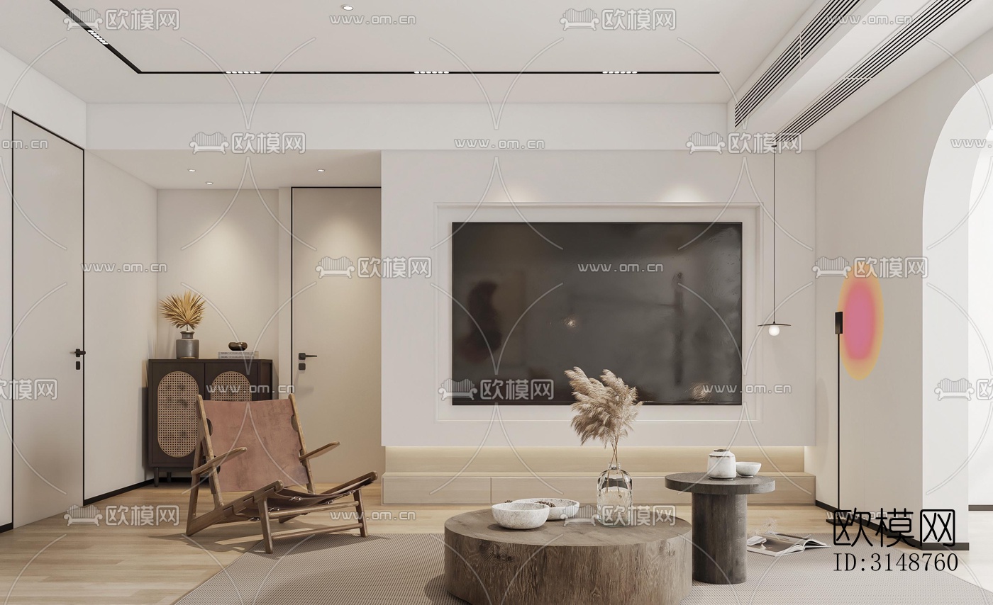 侘寂平层效果图下载（渲染图1）