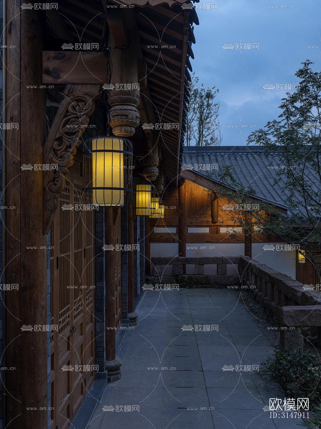 中式酒店民宿效果图下载（渲染图4）