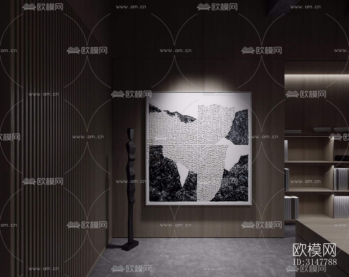 高级灰图书馆效果图下载（渲染图12）