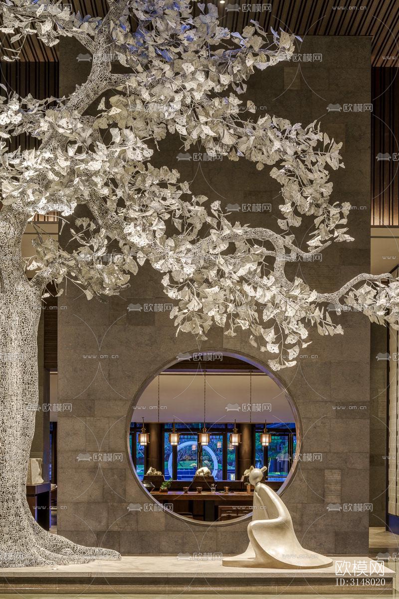 新中式酒店民宿效果图下载（渲染图14）