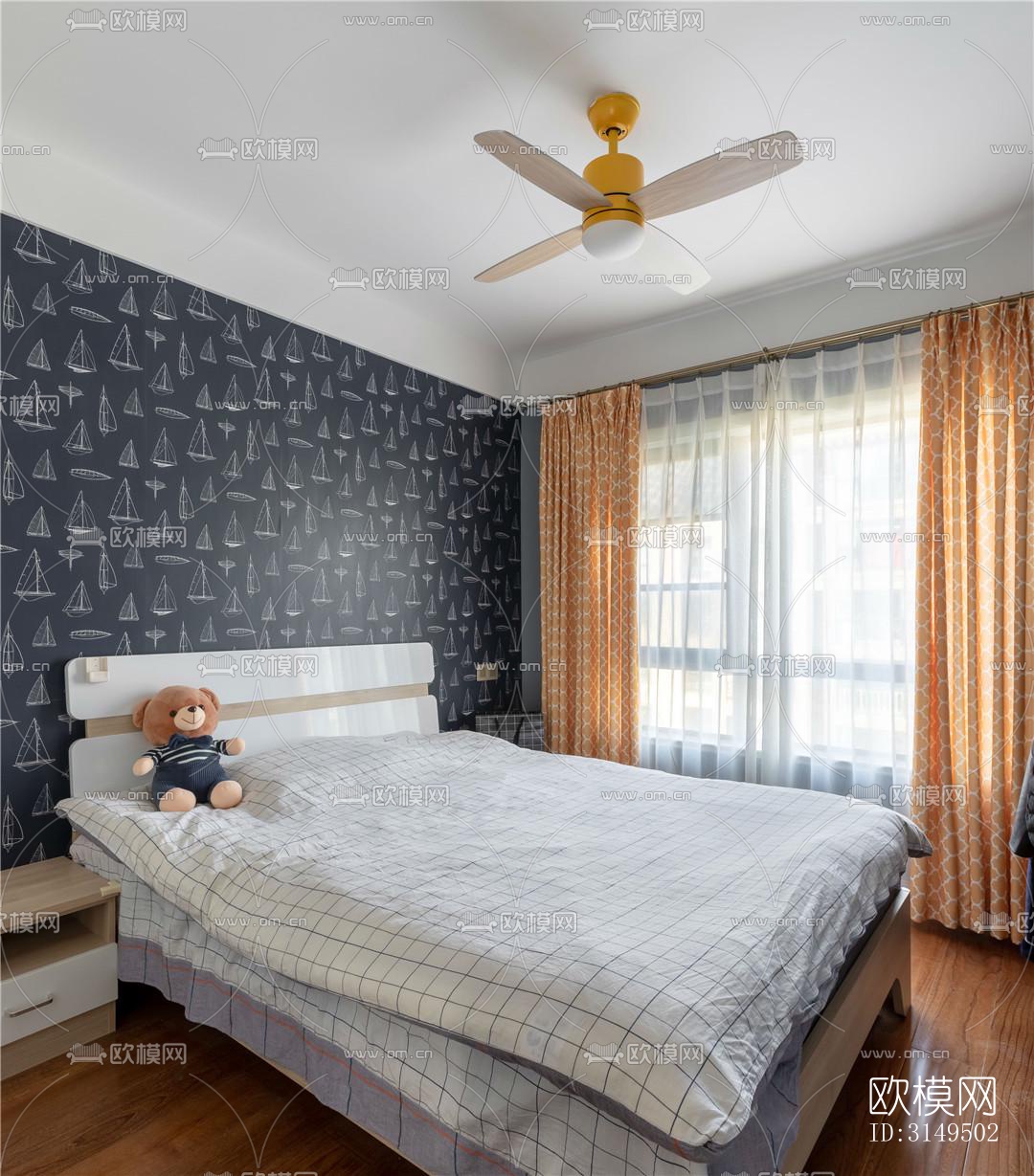 美式平层效果图下载（渲染图14）