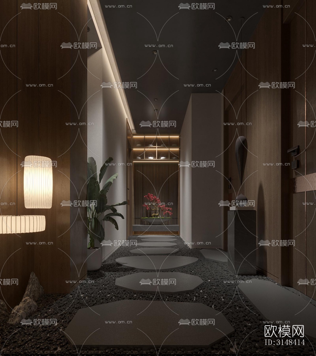 新中式养生会所效果图下载（渲染图11）