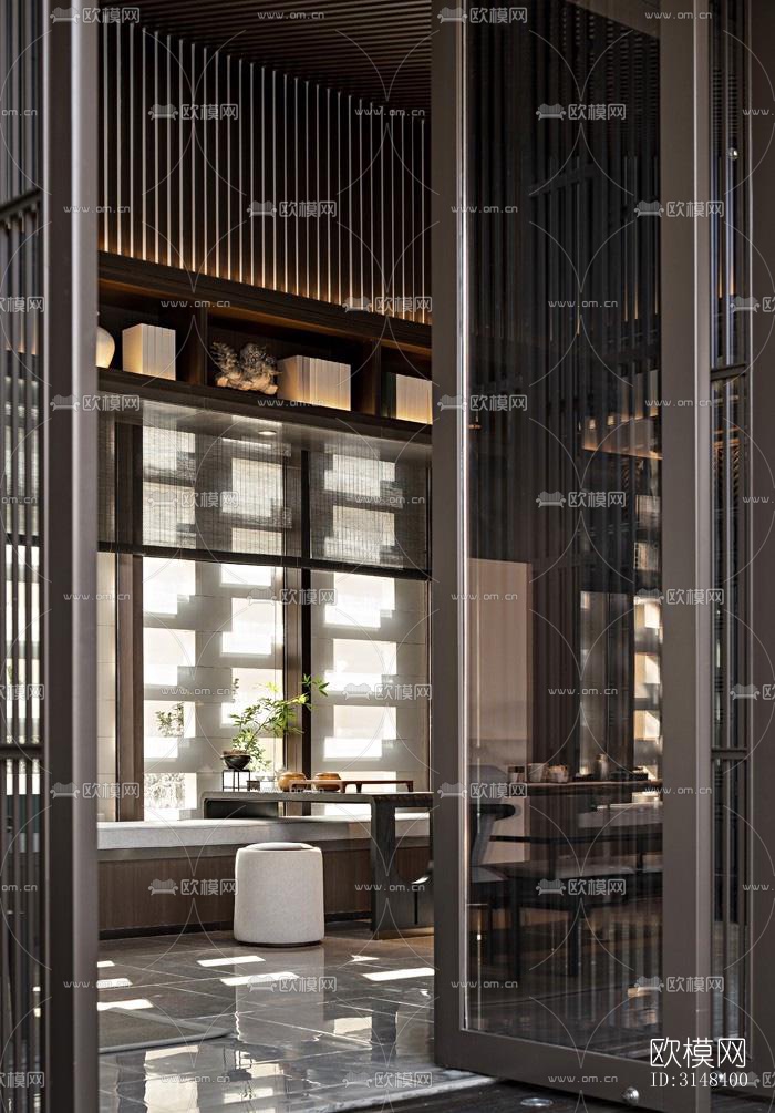 新中式养生会所效果图下载（渲染图6）