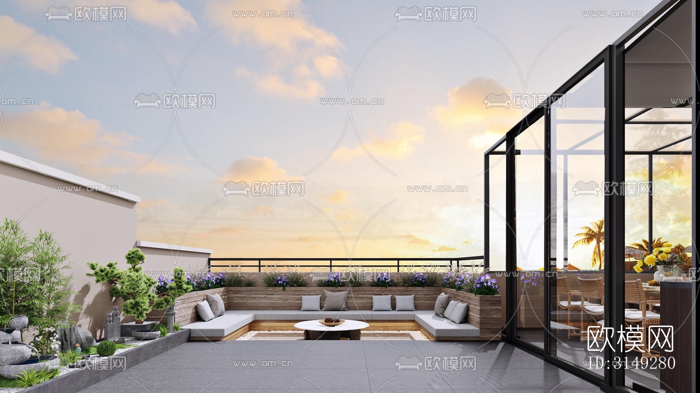 现代平层效果图下载（渲染图17）