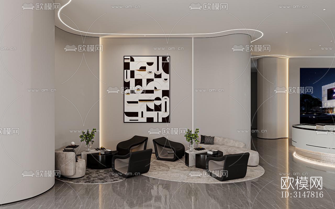 现代售楼处效果图下载（渲染图4）