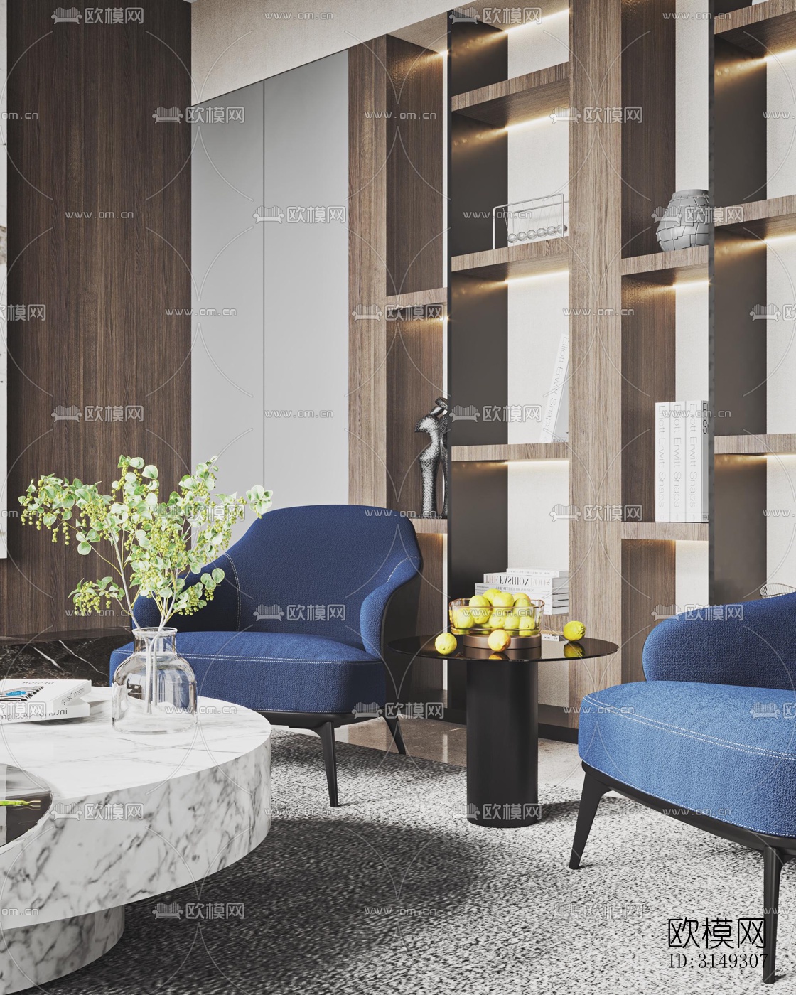 现代平层效果图下载（渲染图1）