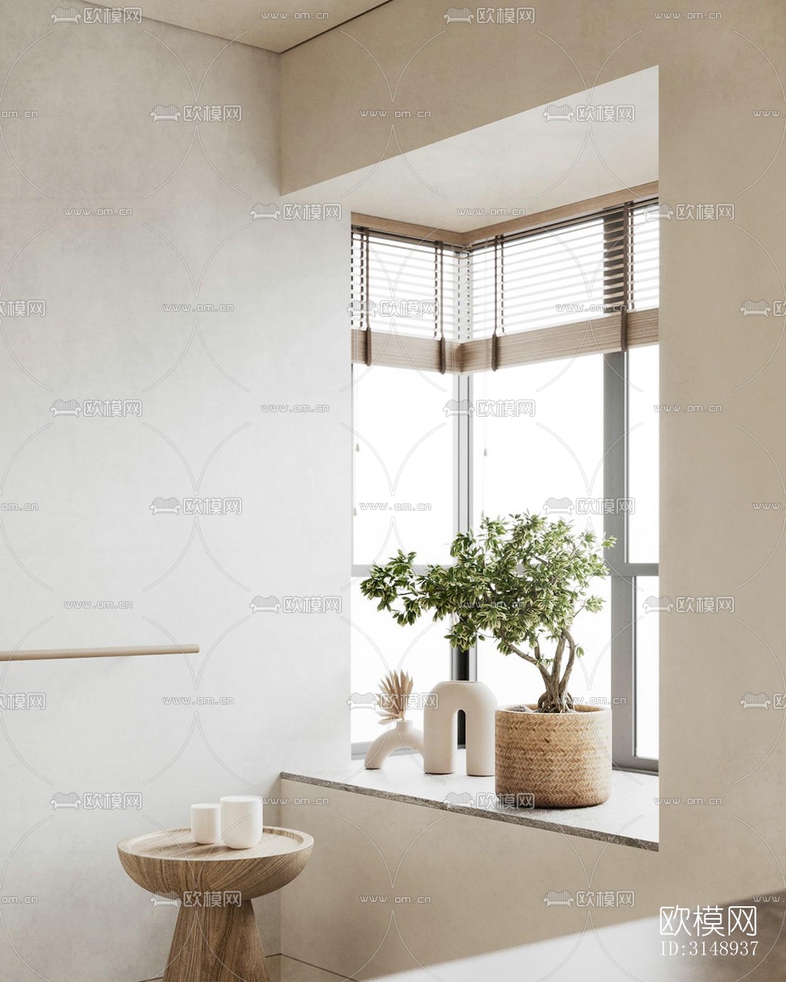 奶油风平层效果图下载（渲染图20）