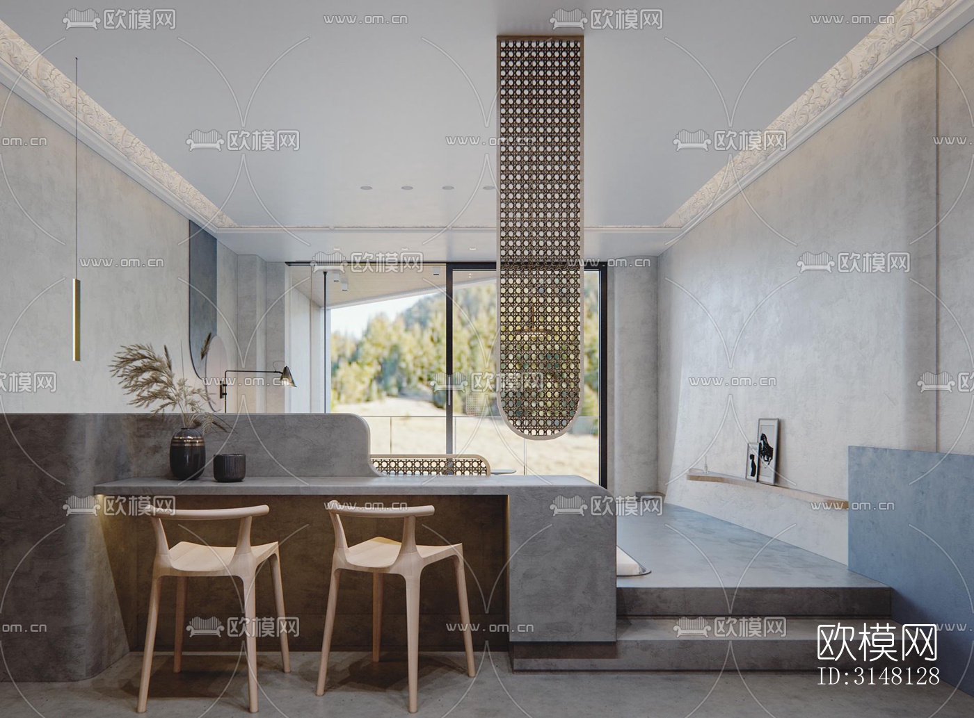 现代酒店民宿效果图下载（渲染图2）