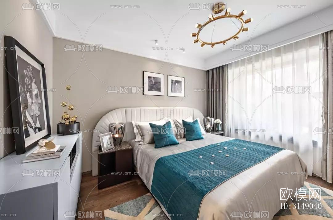 欧式平层效果图下载（渲染图12）