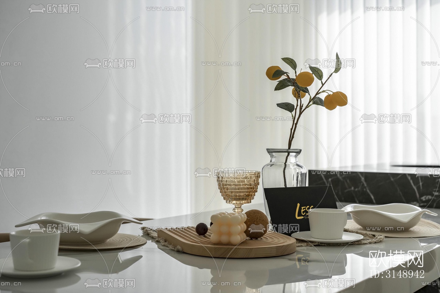 奶油风平层效果图下载（渲染图11）