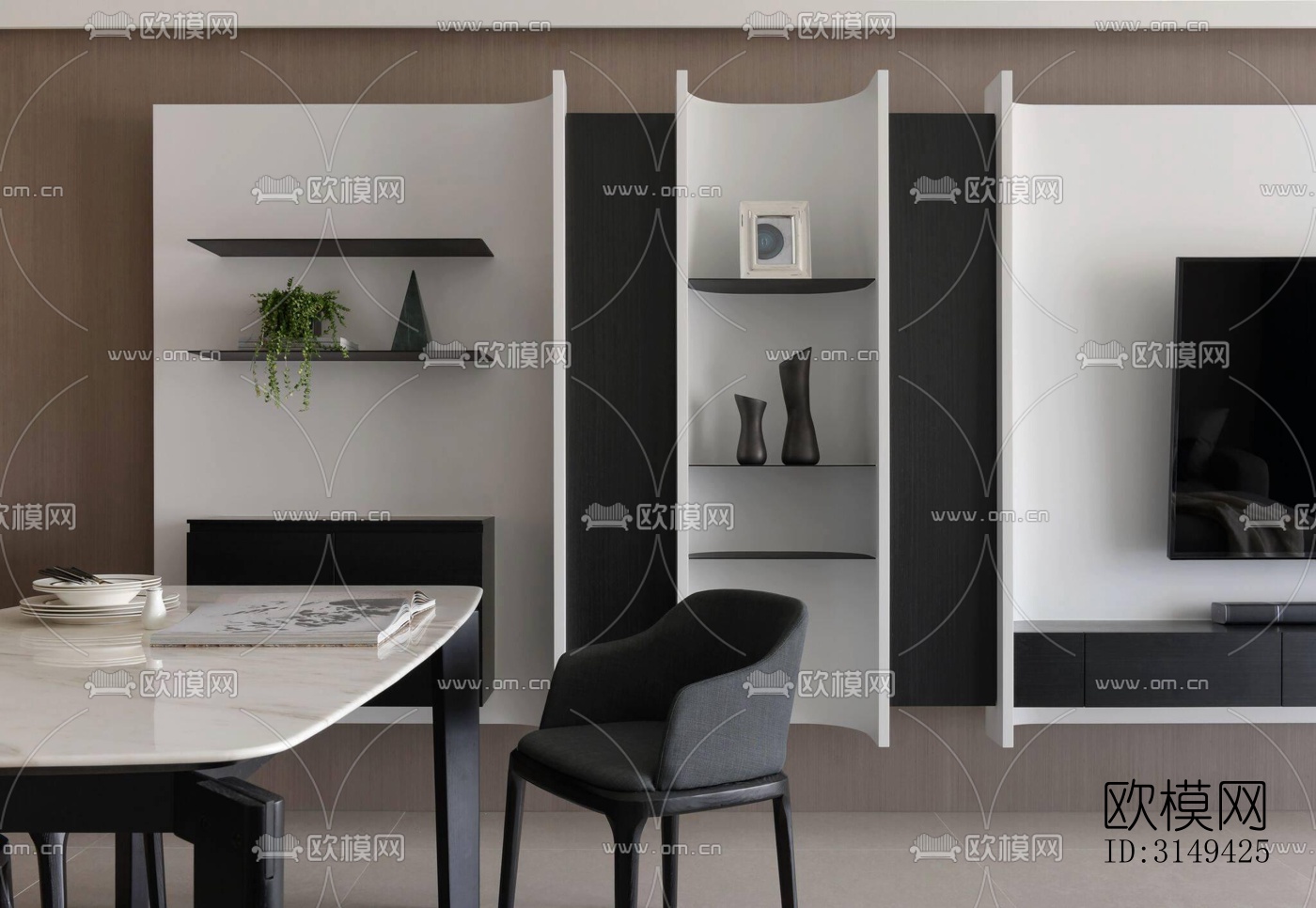 现代平层效果图下载（渲染图11）