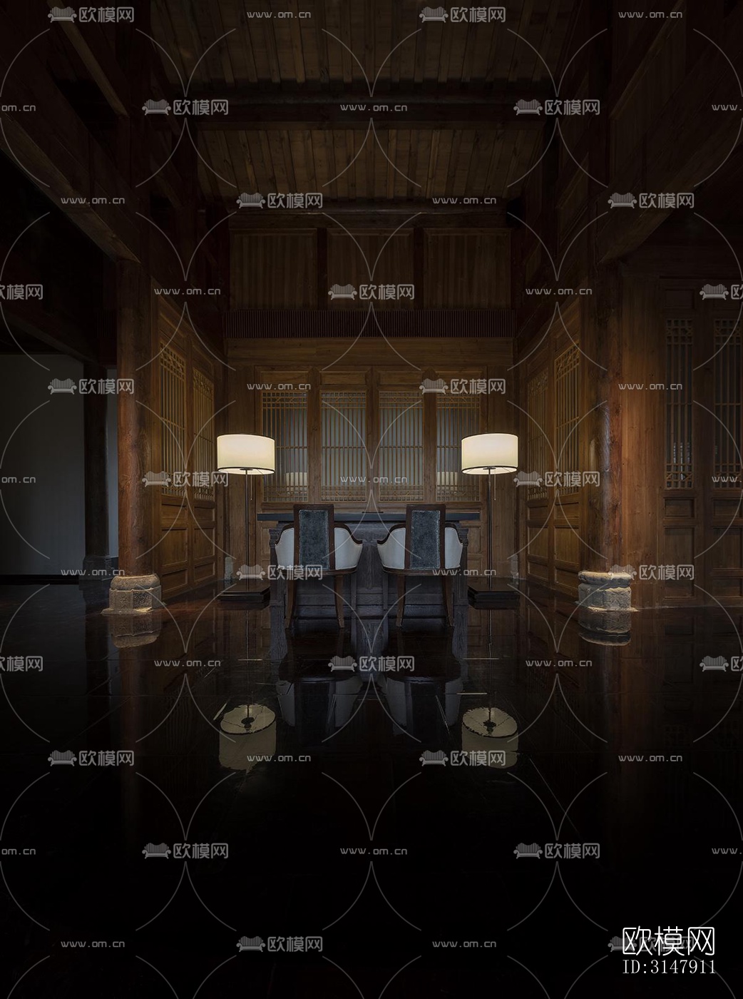 中式酒店民宿效果图下载（渲染图2）