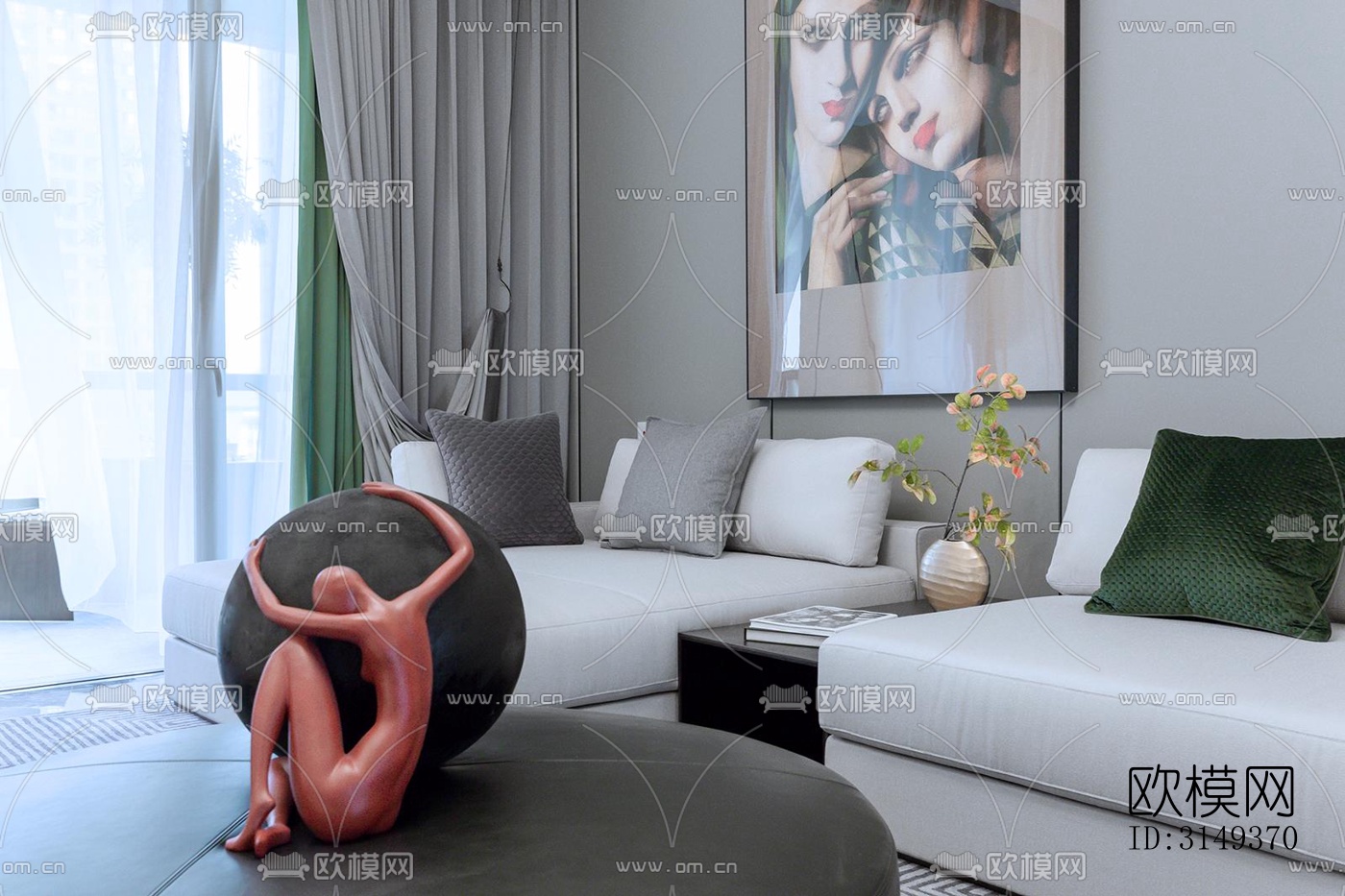 现代平层效果图下载（渲染图17）