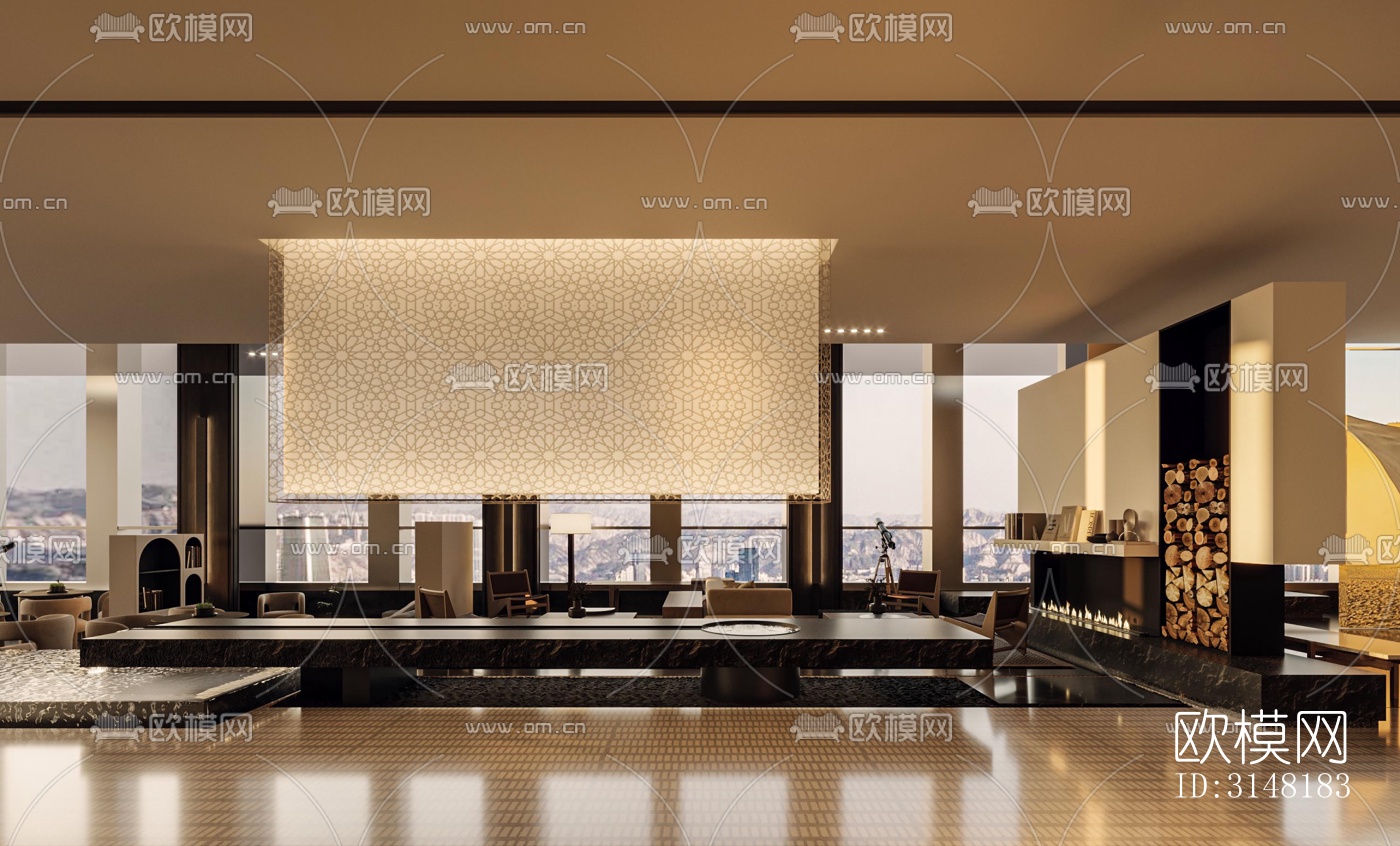 现代酒店民宿效果图下载（渲染图2）