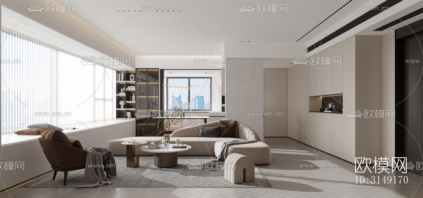 现代平层效果图下载（渲染图7）