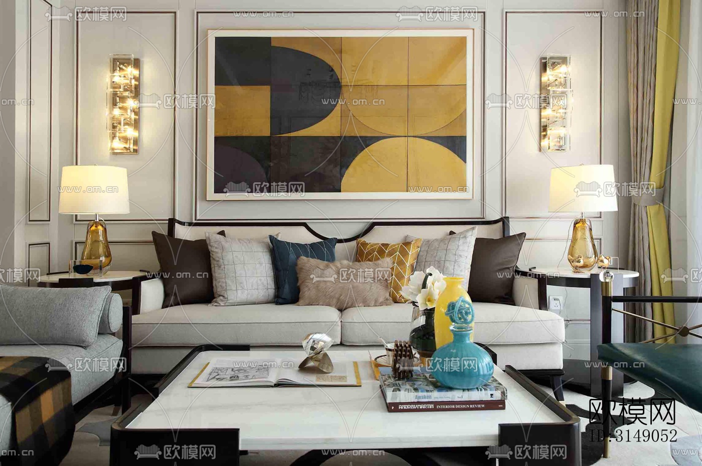 欧式平层效果图下载（渲染图3）