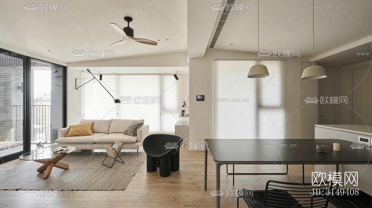 现代平层效果图下载（渲染图19）