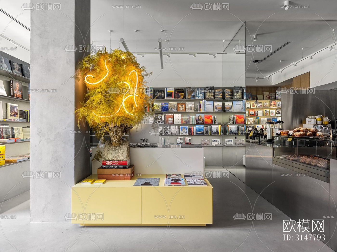 高级灰图书馆效果图下载（渲染图8）