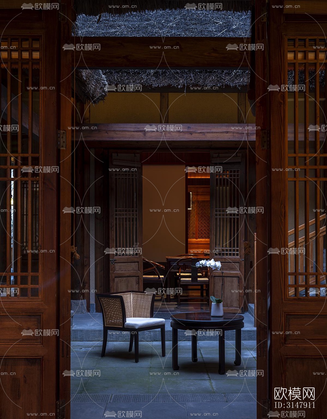 中式酒店民宿效果图下载（渲染图11）