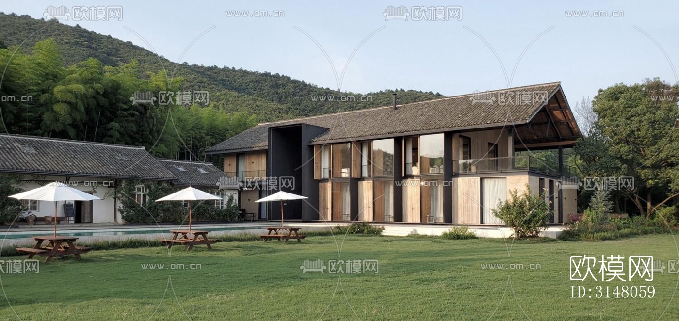 现代酒店民宿效果图下载（渲染图1）